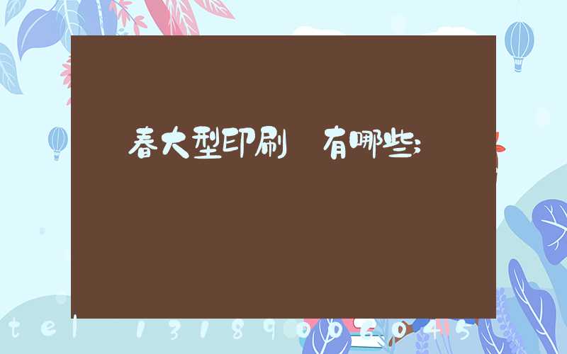 長春大型印刷廠有哪些